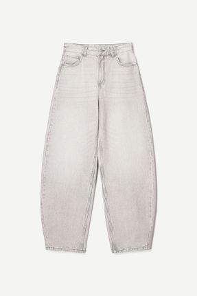 شلوار جین طوسی زنانه پاچه گشاد Bershka - کد 896345902