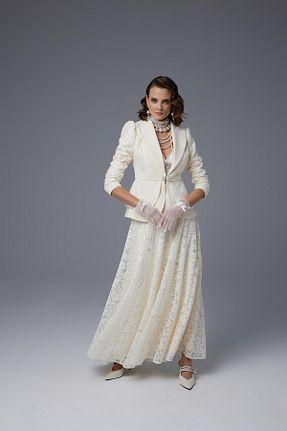 ست بالاتنه و پائین تنه نباتی زنانه JAMİLATASARİM - کد 896344520