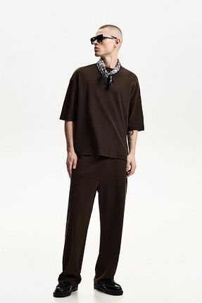 شلوار قهوه ای مردانه پنبه ای Bershka - کد 896337088