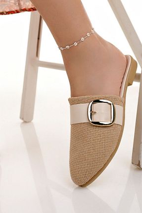 دمپائی بژ زنانه چرم مصنوعی Modafırsat - کد 897516564
