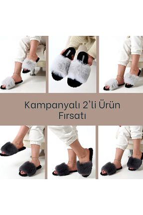 دمپائی خانگی طوسی زنانه مخملی olgun slipper - کد 893876784