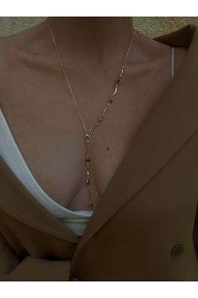 گردنبند جواهر طلائی زنانه برنجی pop up store - کد 869658200