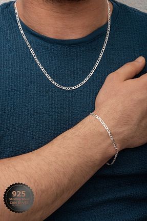 گردنبند نقره طوسی مردانه 925 عیار CAN SİLVER - کد 896354186