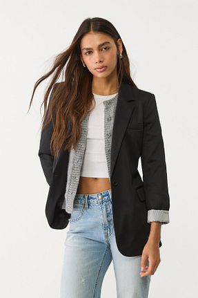 کت بلیزر مشکی زنانه پلی استر Stradivarius - کد 896356096