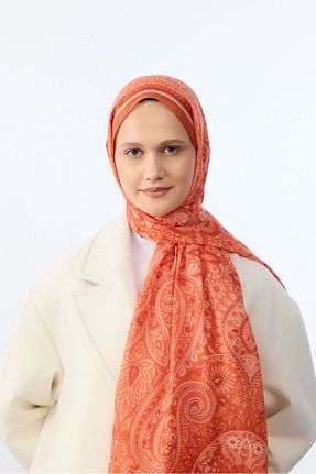 شال نارنجی زنانه پنبه ای LYDIA SCARF - کد 896357498