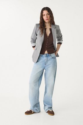 کت بلیزر طوسی زنانه پلی استر Stradivarius - کد 896356054