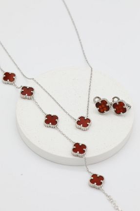 ست نقره زرشکی زنانه زیرکن Inure Jewelry - کد 896416577