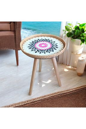 میز عسلی صورتی خیزران Toprak Design - کد 896441685