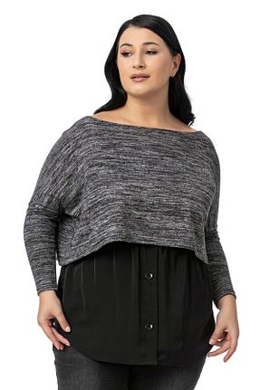 پیراهن سایز بزرگ مشکی زنانه کمر کش دار DISENTIS MODEST - کد 896546333
