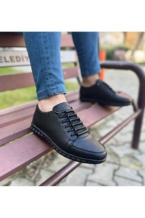 کفش کژوال مشکی مردانه چرم مصنوعی AYHİRASHOES - کد 637833200