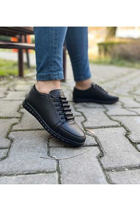 کفش کژوال مشکی مردانه چرم مصنوعی AYHİRASHOES - کد 637833200