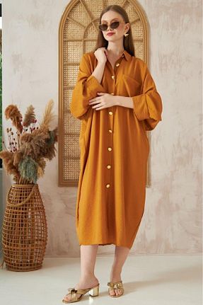 تونیک حجاب زرد زنانه پنبه ای Pasaklı Giyim - کد 672655996