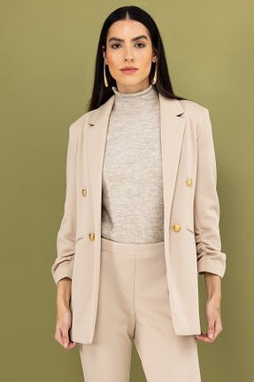 کت قهوه ای زنانه Fitted Ekol - کد 896567432
