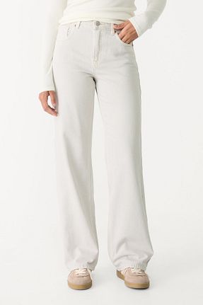 شلوار جین طوسی زنانه پاچه گشاد Stradivarius - کد 896585125