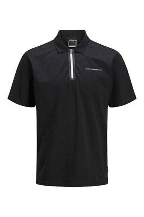تیشرت مشکی مردانه یقه ایستاده Jack & Jones - کد 896585438