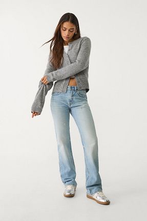 شلوار جین آبی زنانه پاچه لوله تفنگی Stradivarius - کد 896579946