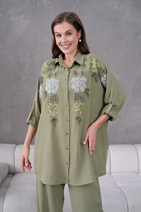 پیراهن خاکی زنانه اورسایز MVStore - کد 896631441