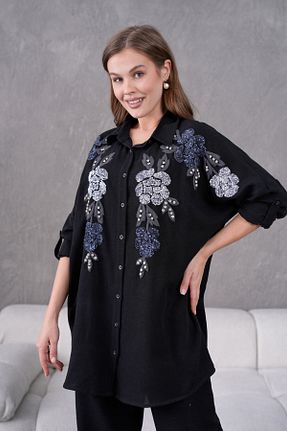 پیراهن مشکی زنانه اورسایز MVStore - کد 896608559