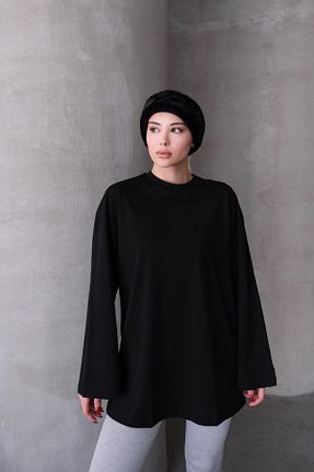 تیشرت مشکی زنانه اورسایز C&CITY - کد 896610260