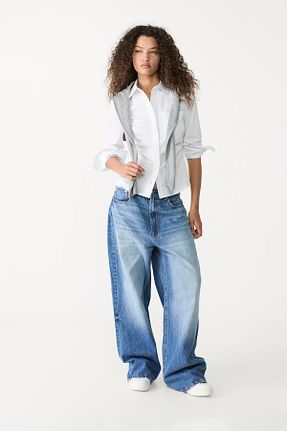 پیراهن سفید زنانه اسلیم Stradivarius - کد 896614294