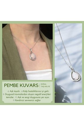 گردنبند جواهر صورتی زنانه سنگ طبیعی Bonicce - کد 896614729