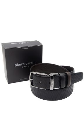 کمربند مشکی مردانه چرم خالص Pierre Cardin - کد 896627711