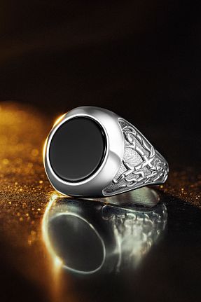 انگشتر نقره مشکی مردانه عقیق Ring Of The King - کد 896665219
