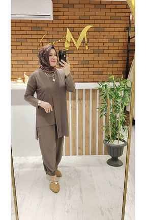 ست بالاتنه و پائین تنه قهوه ای زنانه بافتنی Meryemce Butik - کد 896668974