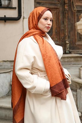 شال نارنجی زنانه ویسکون Hint İpek - کد 896704061