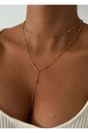 گردنبند استیل ( فولاد ) زرد استیل ضد زنگ Hoop jewelery - کد 896754785