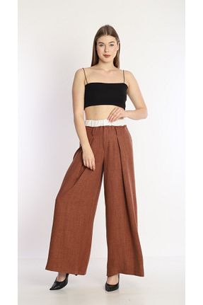 شلوار قهوه ای زنانه کتان şems fashion - کد 896776346