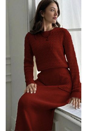 ست بالاتنه و پائین تنه زرشکی زنانه تریکو Puella - کد 896784470