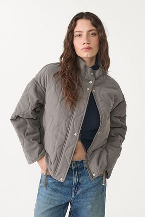 کاپشن طوسی زنانه Straight Stradivarius - کد 896806875