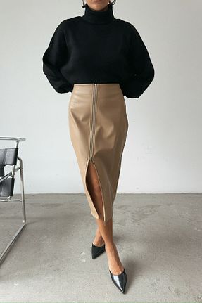 دامن بژ زنانه ساده 