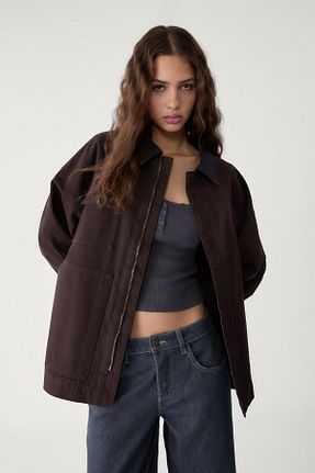 کت قهوه ای زنانه اورسایز Stradivarius - کد 896804689