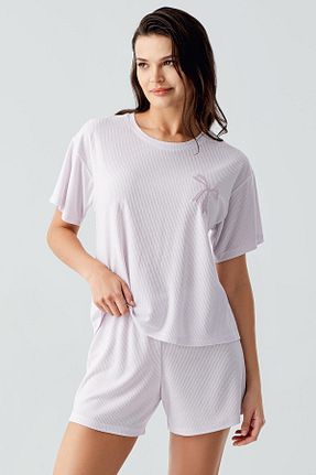 ست لباس راحتی بنفش زنانه ساده Artış - کد 896790034