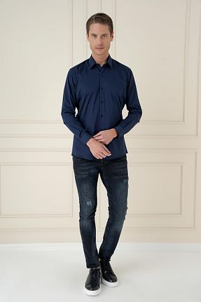 پیراهن سرمه ای مردانه اسلیم فیت Efor - کد 896806932