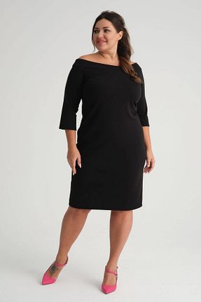 لباس سایز بزرگ مشکی زنانه کرپ Mooi XXL - کد 786647138