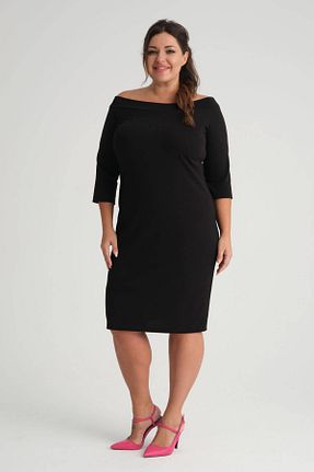 لباس سایز بزرگ مشکی زنانه کرپ Mooi XXL - کد 786647138