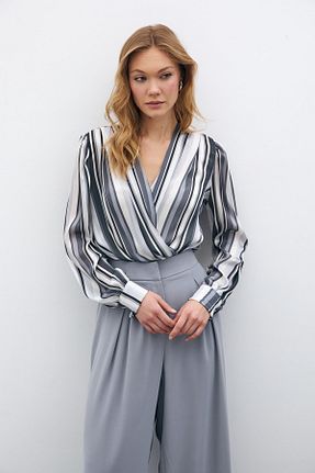 بلوز طوسی زنانه رگولار Sateen - کد 841491634
