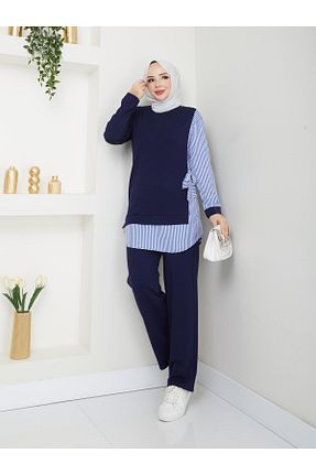 ست بالاتنه و پائین تنه حجاب سرمه ای زنانه اسلیم Moda Krash - کد 896869858