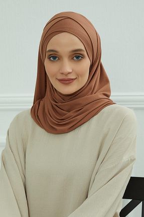 شال قهوه ای زنانه پنبه ای Aisha