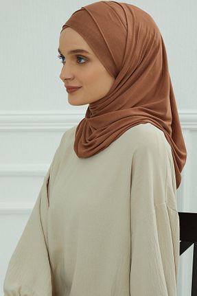 شال قهوه ای زنانه پنبه ای Aisha
