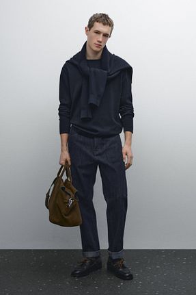 پلیور سرمه ای مردانه ساده Massimo Dutti - کد 895790729