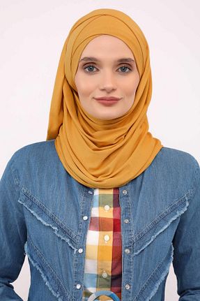 شال زرد زنانه پنبه ای Aisha