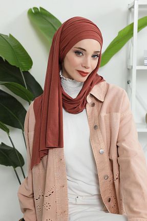 شال قهوه ای زنانه پنبه ای Aisha