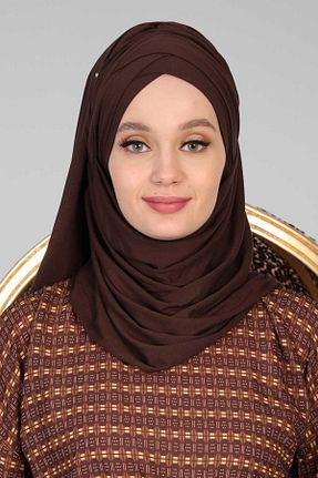 شال قهوه ای زنانه پنبه ای Aisha