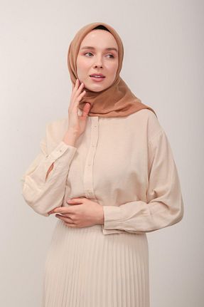 روسری قهوه ای پنبه ای MİRAY - کد 307212369