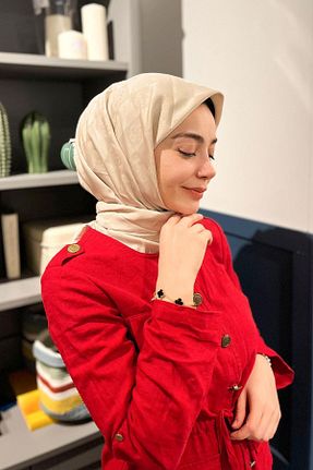 روسری بژ پلی استر Aker - کد 812235781