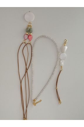 گردنبند جواهر بژ زنانه چرم LemaStone - کد 896988011